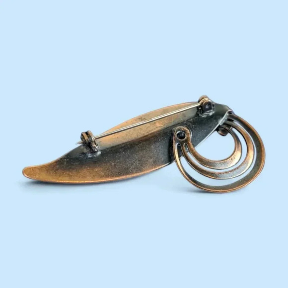 (2/$20) Vintage Copper Leaf Brooch - Picture 4 of 7